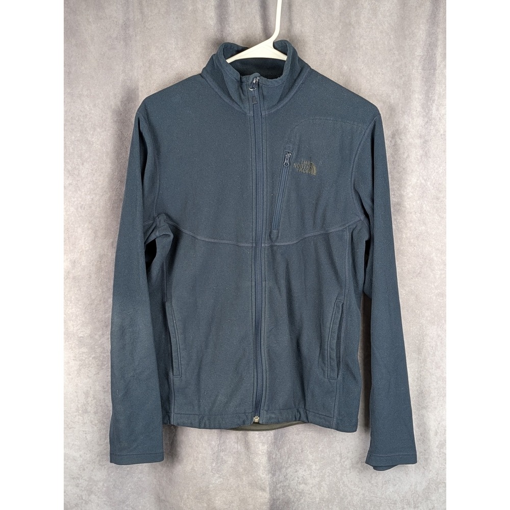 The North Face Mens Full Zip Fleece Jacket Navy Blue Mock Neck Small S/P